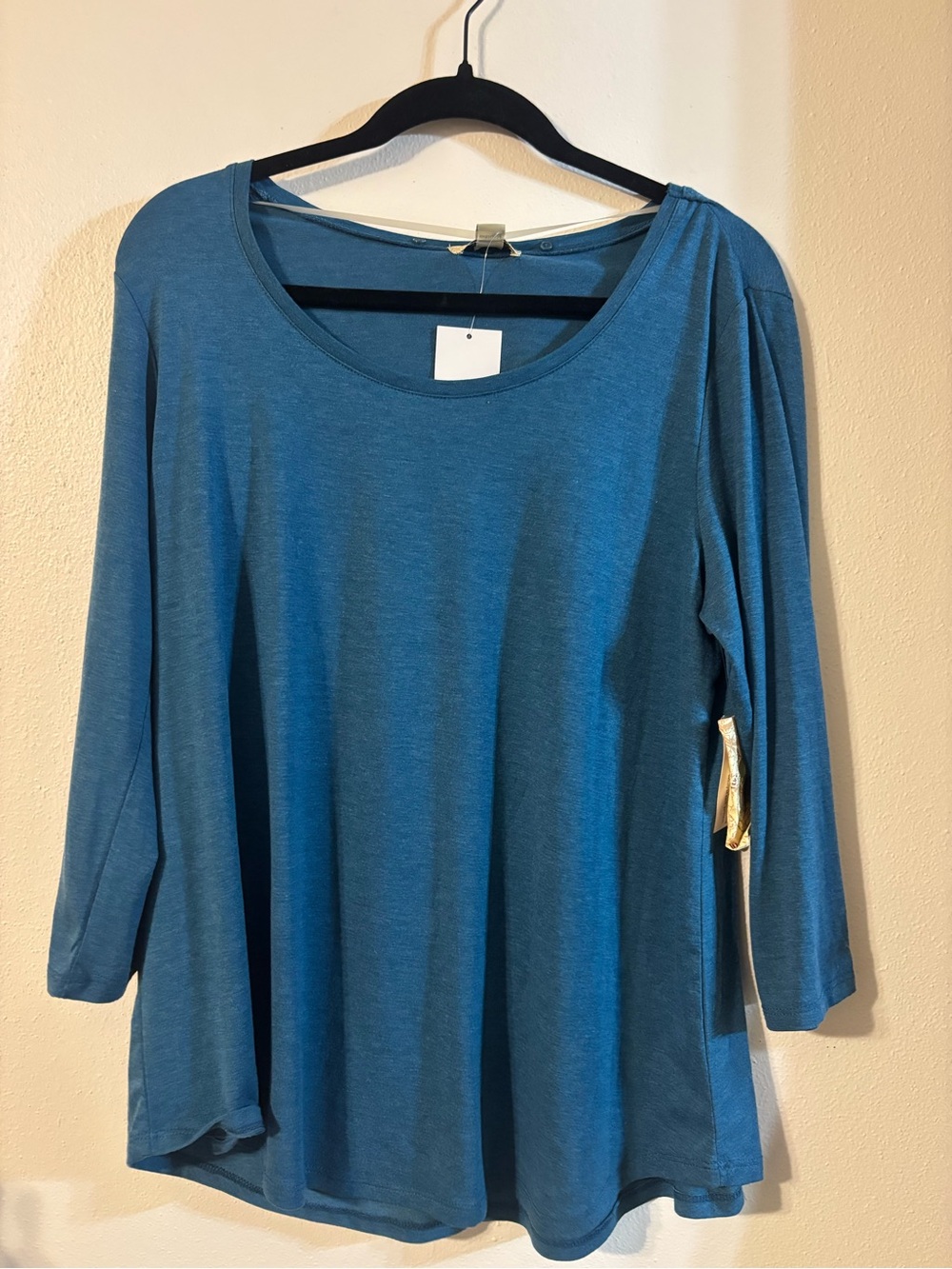 ONE WORLD Teal Scoop Neck Long Sleeve Top
